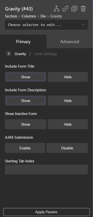 Form Settings